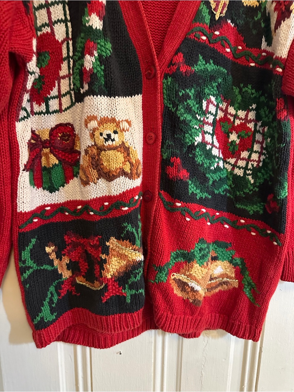 Asics Red Multi Holiday Cardigan Sweater - Picture 2 of 8